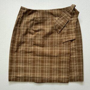 Vintage Chaus Sport Plaid Wrap Skirt Olive Tan Size 8 Y2K 90s Academia